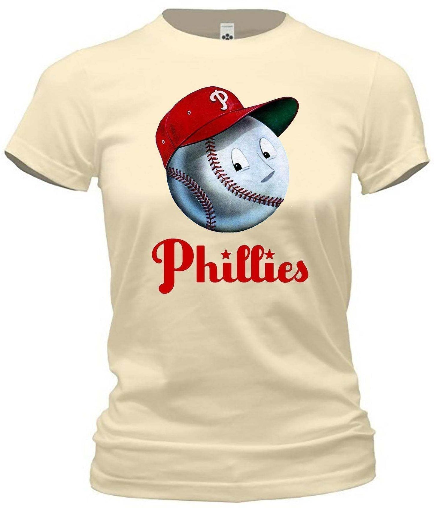 1950s Mr. Phillies Scorecard Tee in cream with retro baseball graphic.