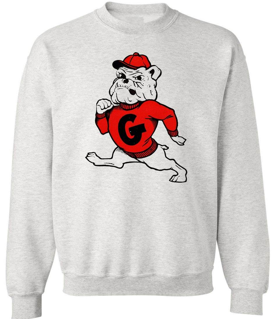 Georgia Vintage 1960 Bulldogs sweatshirt in Old Skool Grey with ribbed cuffs and waist.