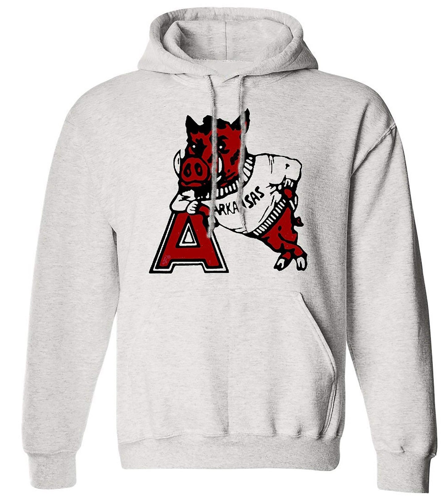 Arkansas Vintage 1950s Razorback sweatshirt in Old Skool Grey with ribbed cuffs and waist.