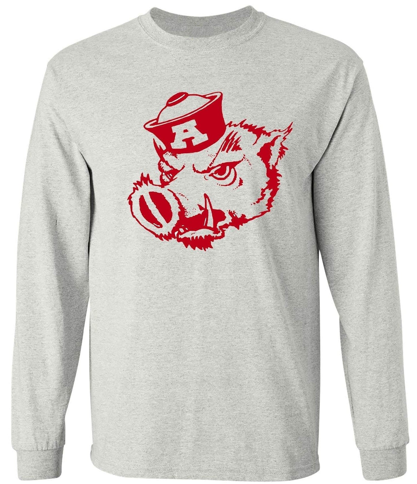 Arkansas Vintage Booster Club Tee in Old Skool Grey with Razorbacks design.