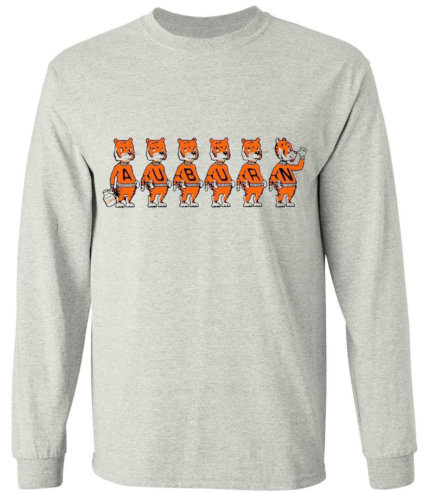 Auburn Tigers Vintage Booster Club Tee in Old Skool Grey with mascot design.