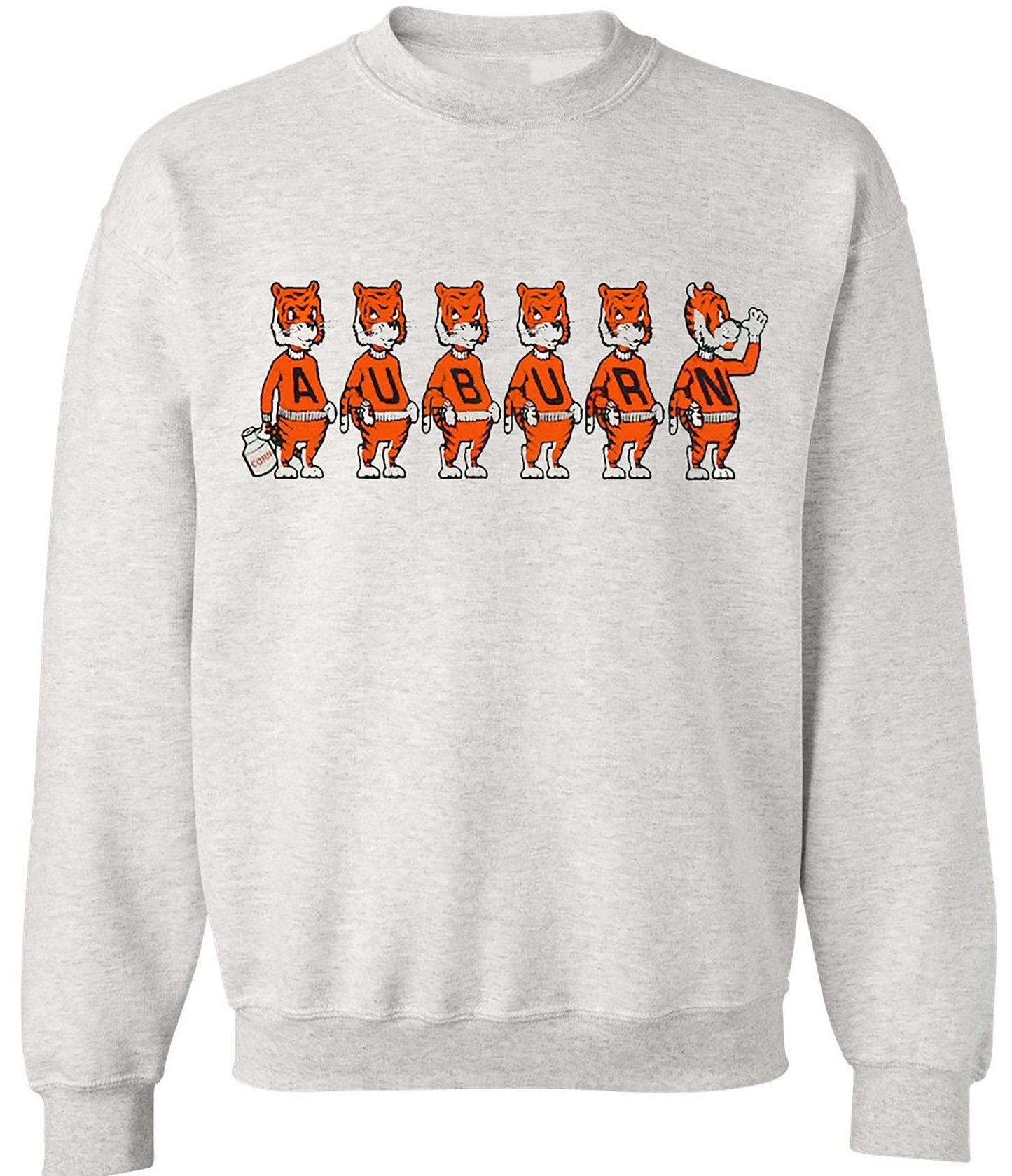 Auburn Vintage Booster Club sweatshirt in Old Skool Grey with Tigers design.