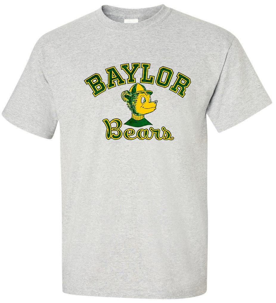 Baylor Bears Vintage Booster Club Tee in Old Skool Grey, preshrunk 100% ringspun cotton.