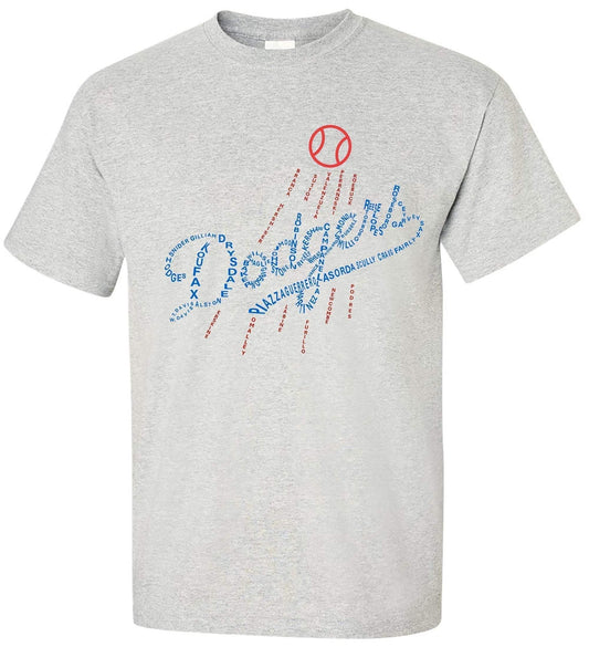 Dodgers Legends Logo Tee in Old Skool Grey with graphic design.