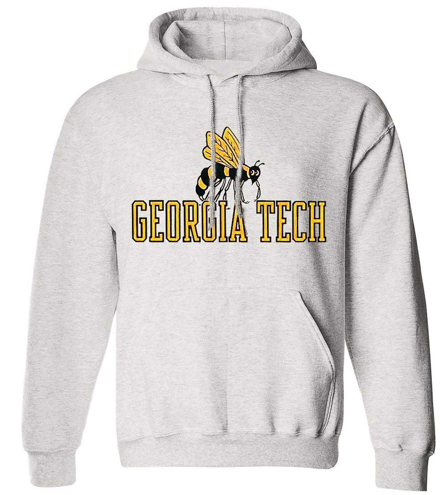 Georgia Tech Vintage Booster Club Sweatshirt in Old Skool Grey with hoodie and pouch pocket.
