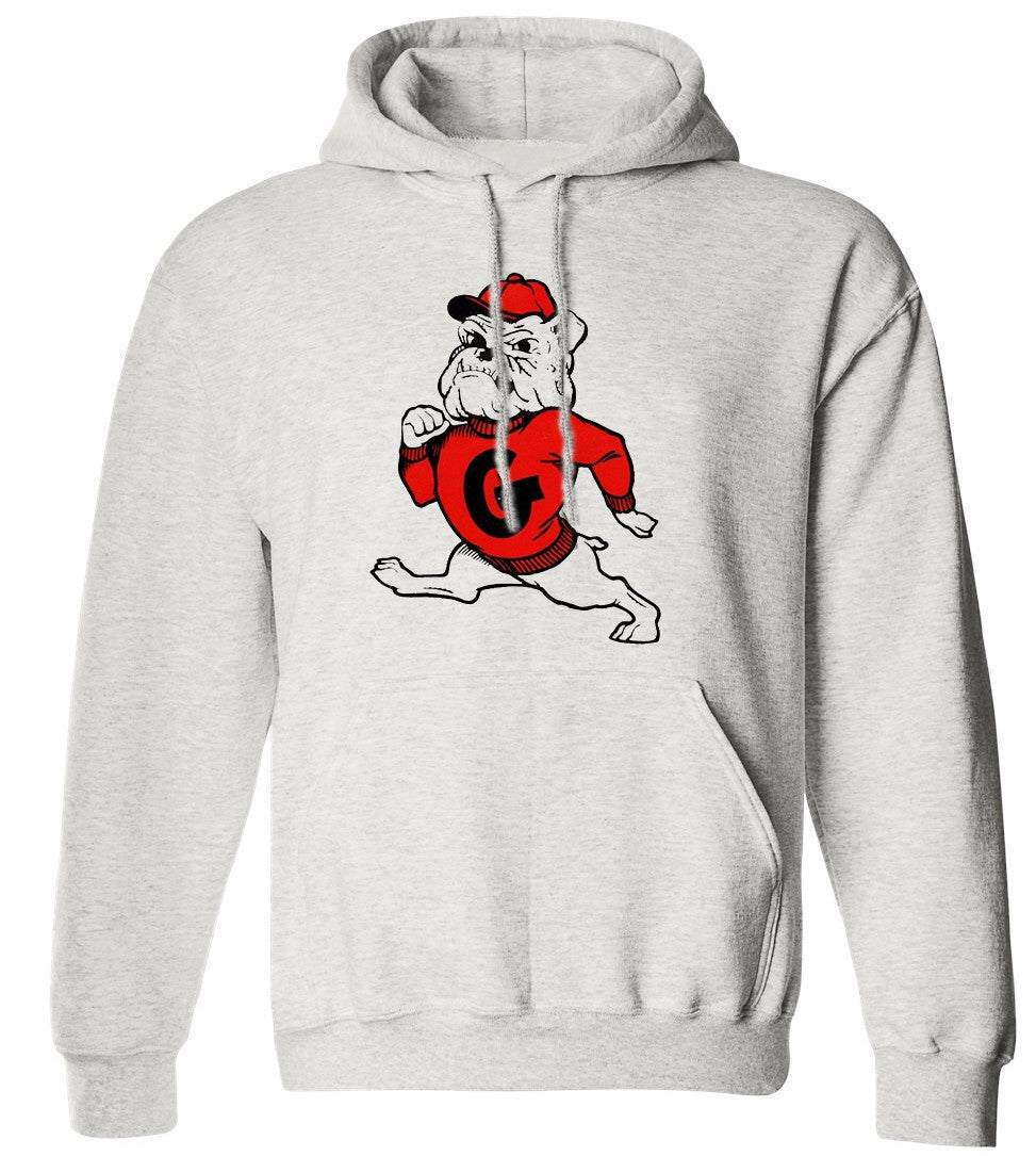 Georgia Vintage 1960 Bulldogs sweatshirt in Old Skool Grey with bulldog graphic, hoodie style.