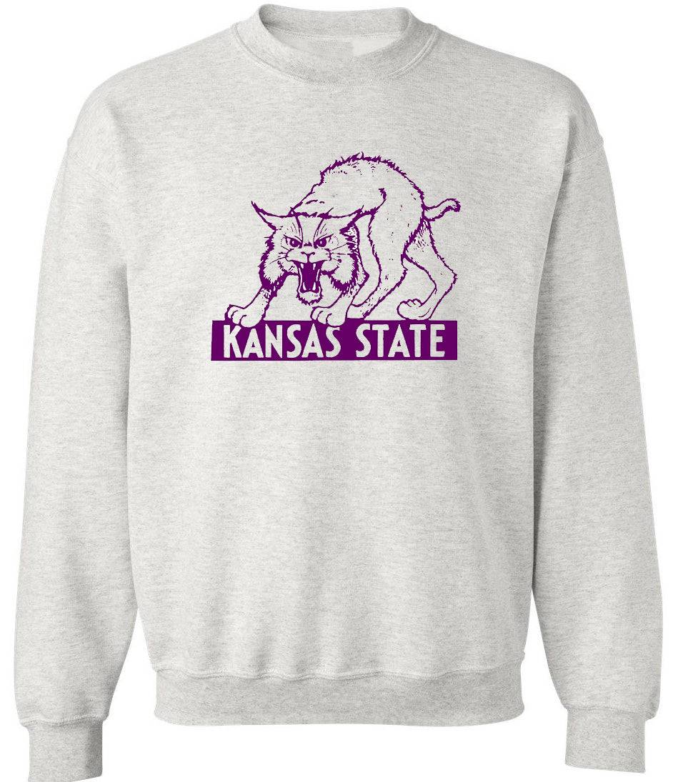 Kansas State Vintage Wildcats sweatshirt in Old Skool Grey with ribbed cuffs and waist.