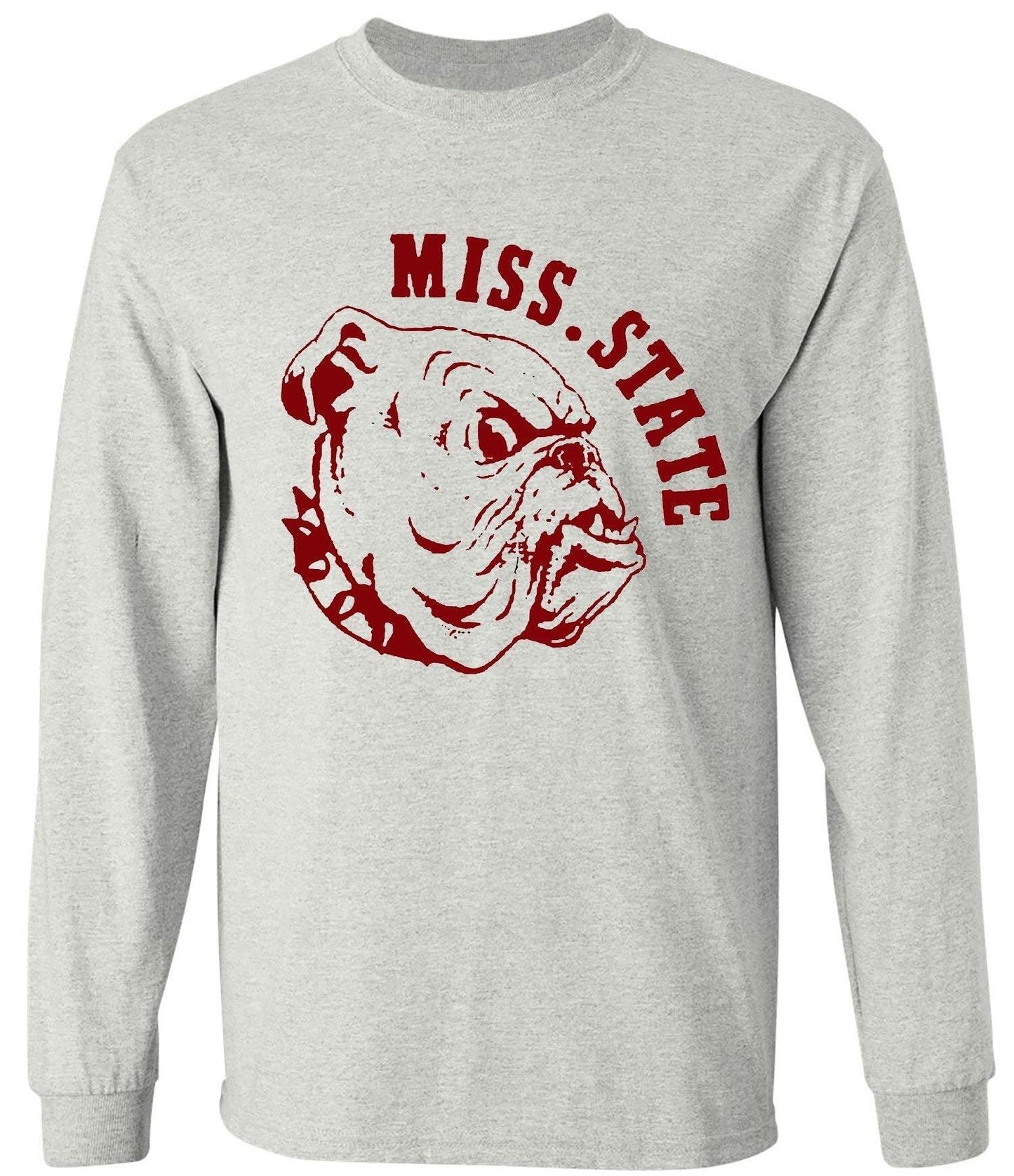 Mississippi State Vintage Booster Club Tee in Old Skool Grey with bulldog graphic.