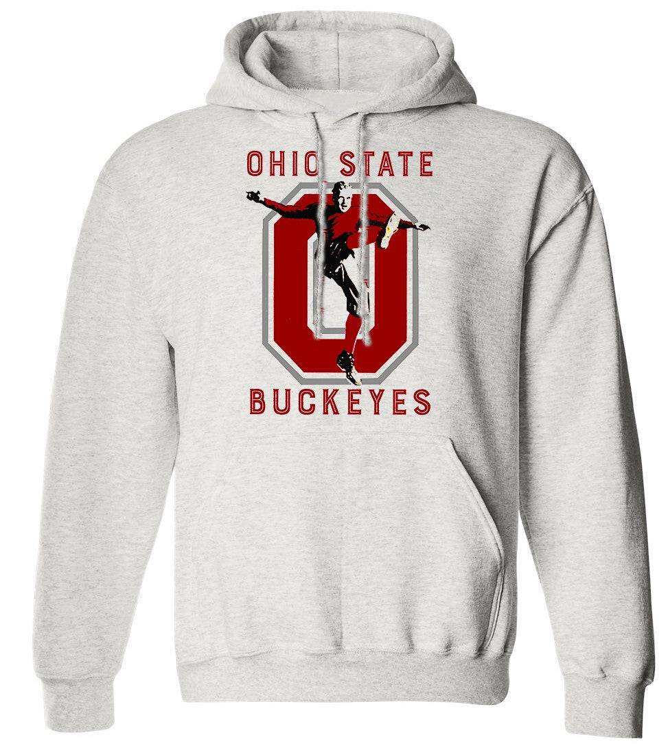 Ohio State Vintage Booster Club Sweatshirt in Old Skool Grey with Buckeyes logo.