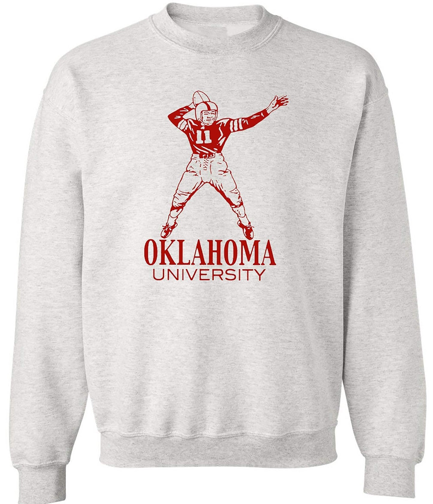 Oklahoma Vintage Football Booster Club Sweatshirt in Old Skool Grey with retro design.
