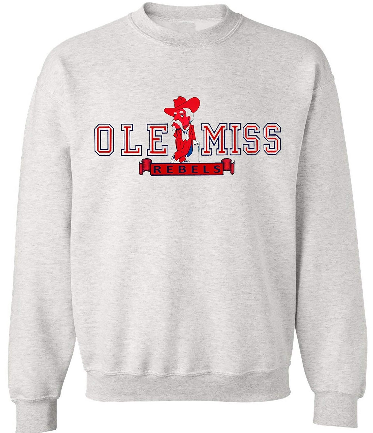 Ole Miss Vintage Rebels sweatshirt in Old Skool Grey with logo, heavyweight cotton fleece.