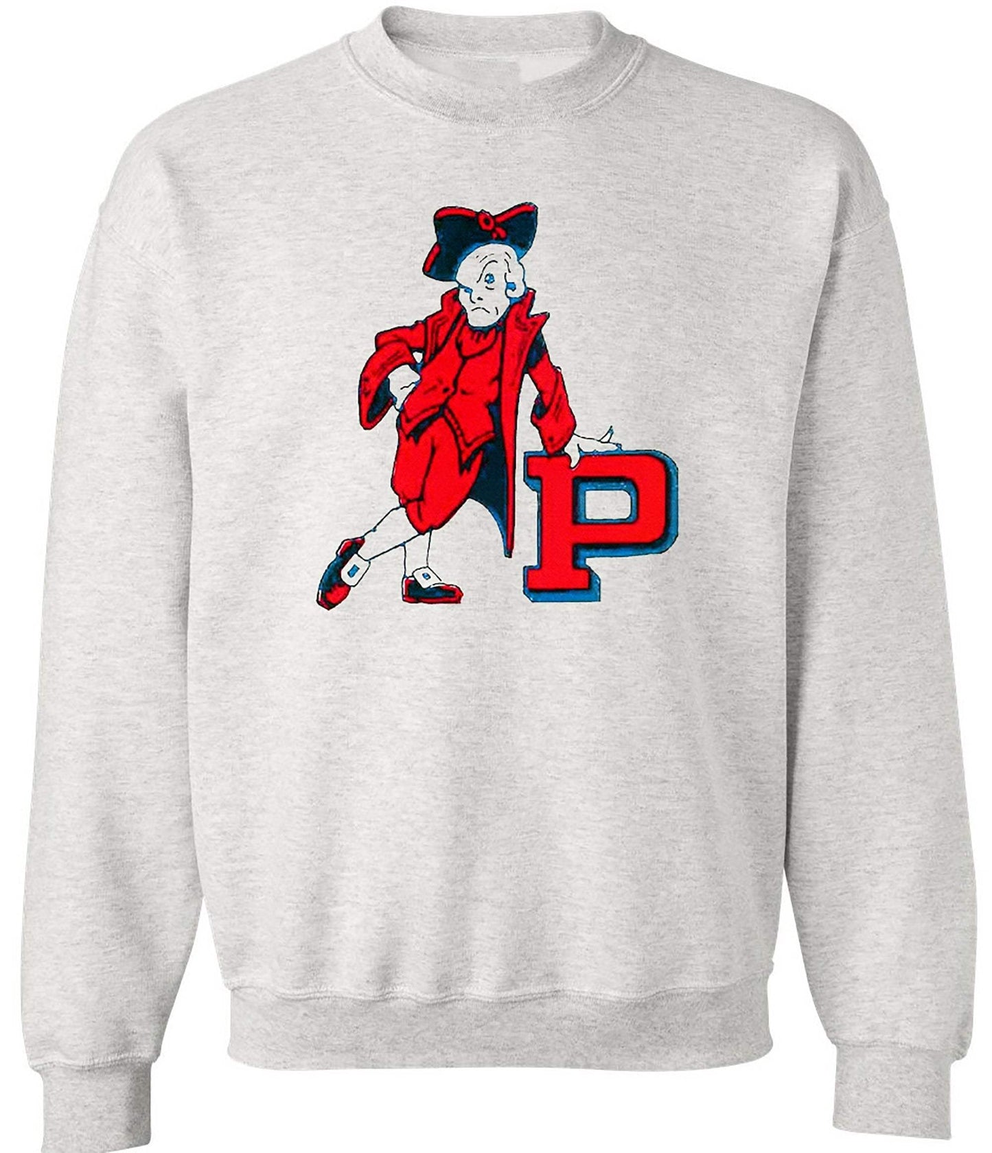 Penn Quakers Vintage Booster Club Sweatshirt in Old Skool Grey with logo, unisex sizes.