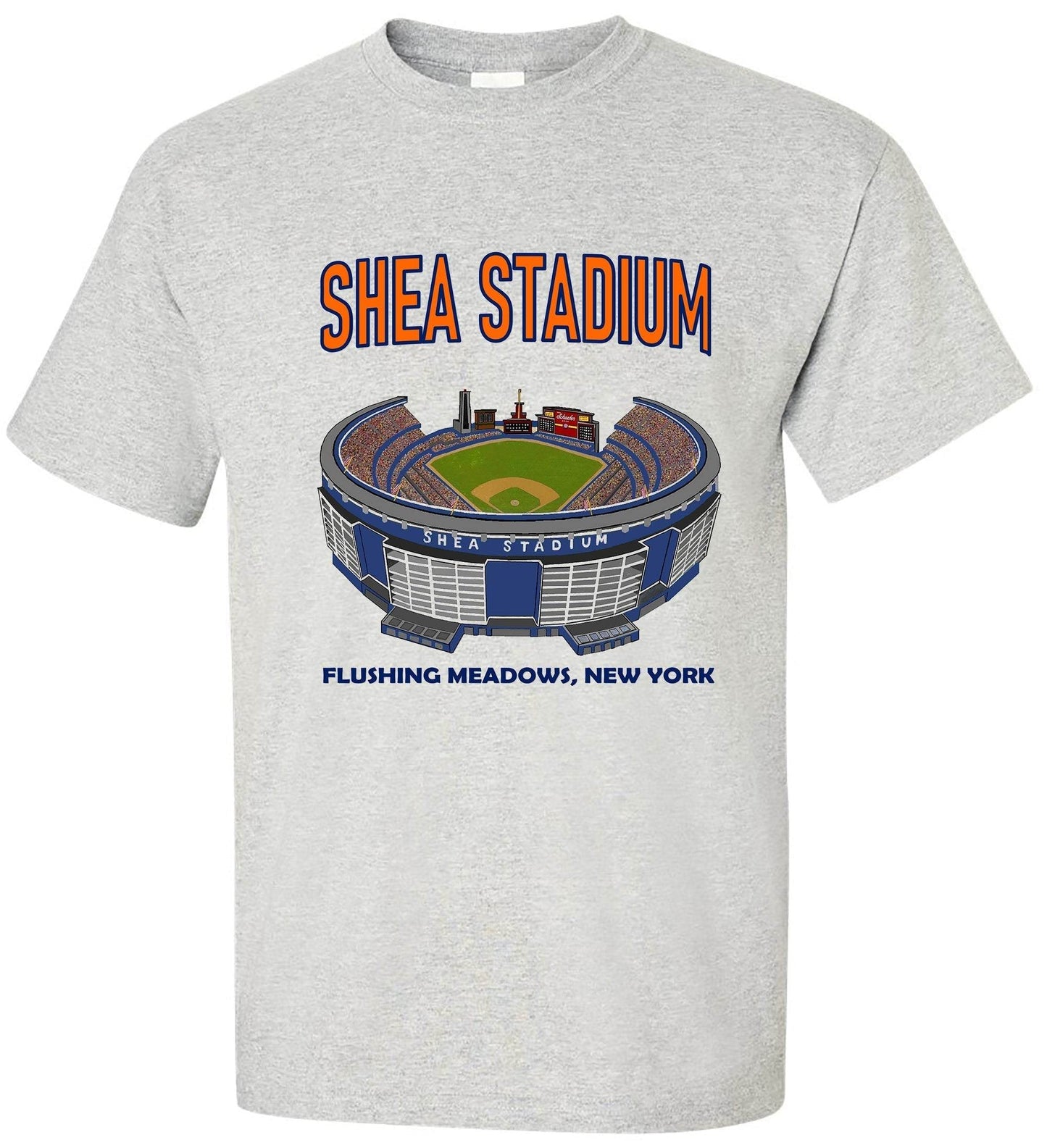 New York Mets Shea Stadium old skool grey tee with stadium graphic.