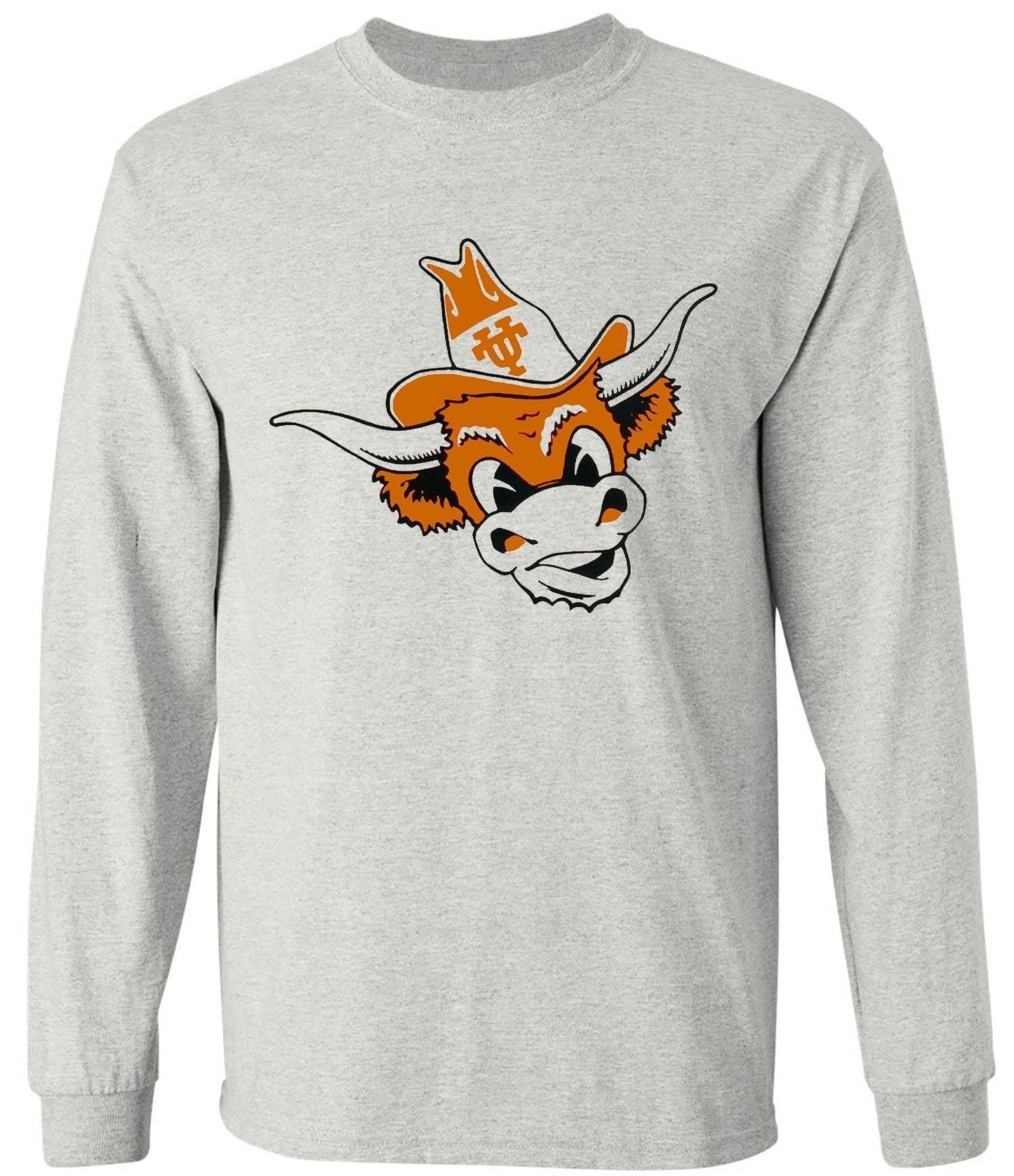 Texas Longhorns Vintage Booster Club tee in Old Skool Grey, featuring classic logo design.