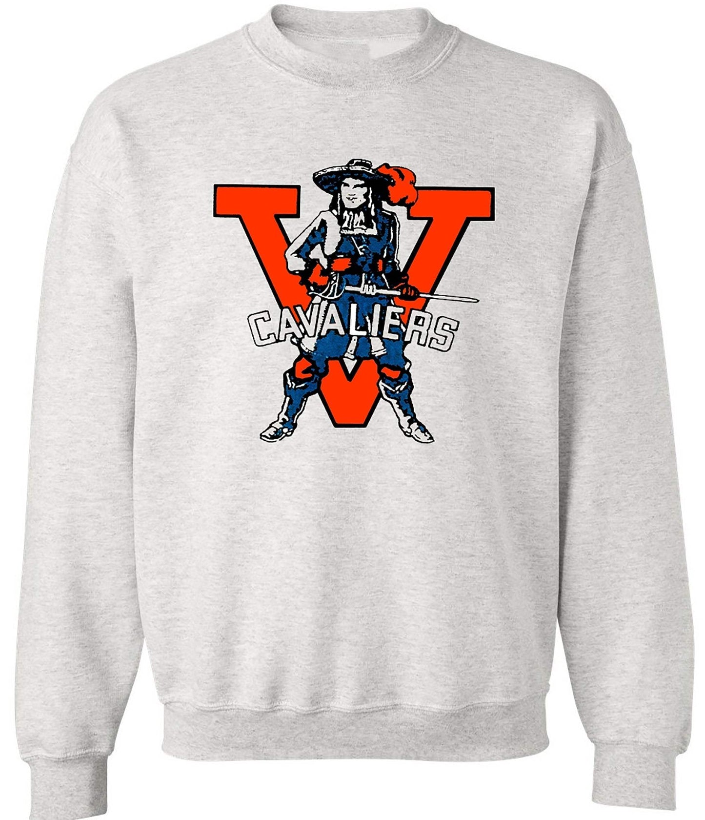 Virginia Cavs Vintage Booster Club sweatshirt in Old Skool Grey featuring a classic logo design.