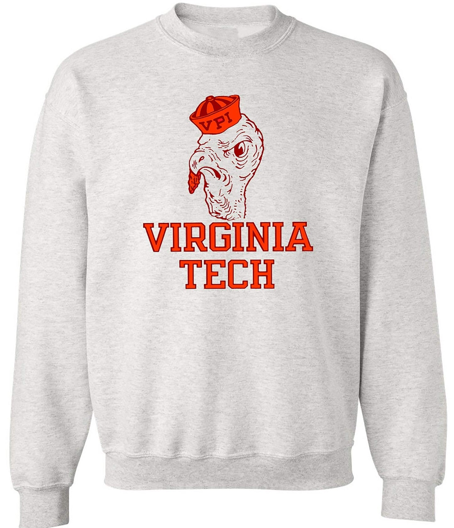 Virginia Tech Vintage Booster Club Sweatshirt in Old Skool Grey with retro design.