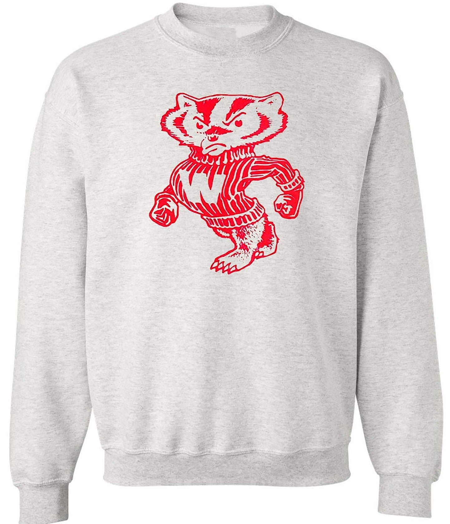 Wisconsin Vintage Booster Club grey sweatshirt with red Badger design.