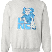 North Carolina Vintage 1960 Booster Club Sweatshirt in Old Skool Grey featuring Tar Heels logo.