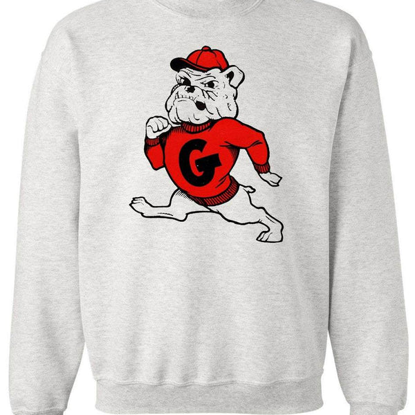 Georgia Vintage 1960 Bulldogs sweatshirt in Old Skool Grey with ribbed cuffs and waist.