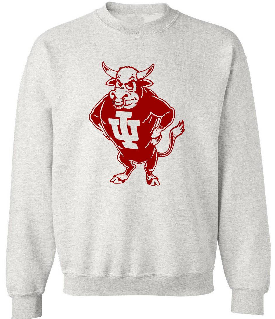 Indiana Vintage 1960s Booster Club sweatshirt in Old Skool Grey with Hoosiers logo.