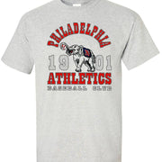 Philadelphia Athletics Legacy Tee in ash color with vintage design featuring elephant logo, 100% ringspun cotton fabric.