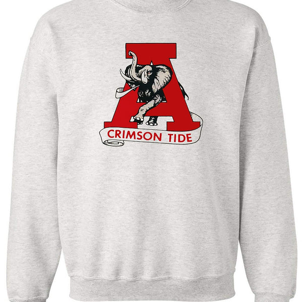 Alabama Vintage Tide Booster Club Sweatshirt, Old Skool Grey, Crimson Tide logo.
