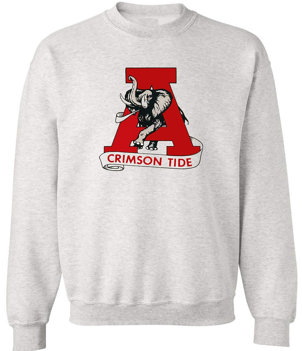 Alabama Vintage Tide Booster Club Sweatshirt, Old Skool Grey, Crimson Tide logo.