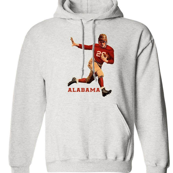 Alabama Vintage 1935 Rose Bowl sweatshirt in old school grey with football player graphic.
