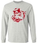 Arkansas Vintage Booster Club Tee in Old Skool Grey with Razorbacks design.
