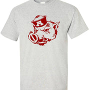 Arkansas Vintage Booster Club Tee in Old Skool Grey with Razorbacks design.