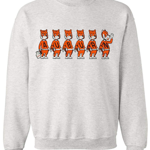 Auburn Vintage Booster Club sweatshirt in Old Skool Grey with Tigers design.