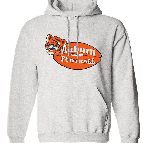 Auburn Vintage Football sweatshirt in Old Skool Grey with tiger logo on a football, unisex sizes available.