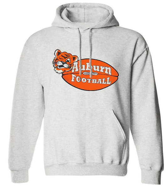 Auburn Vintage Football sweatshirt in Old Skool Grey with tiger logo on a football, unisex sizes available.