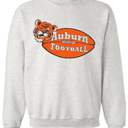Auburn Vintage Football booster club sweatshirt in old skool grey with tiger and football logo.