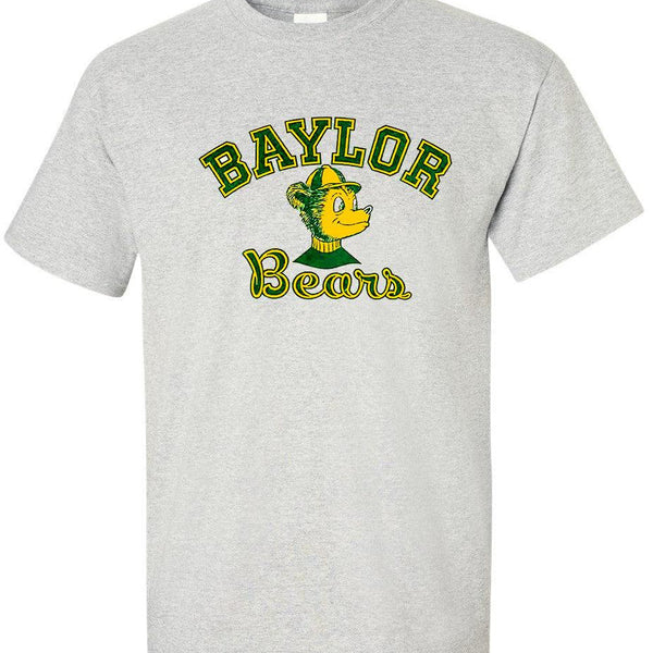 Baylor Bears Vintage Booster Club Tee in Old Skool Grey, preshrunk 100% ringspun cotton.