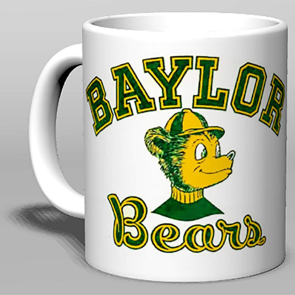 Baylor Vintage Booster Club ceramic mug with a classic Bears design, available in 11oz or 15oz, cream color.