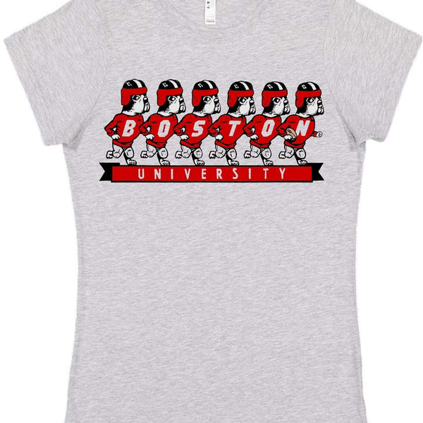 Boston Terriers vintage booster club tee in old skool grey with mascot design.
