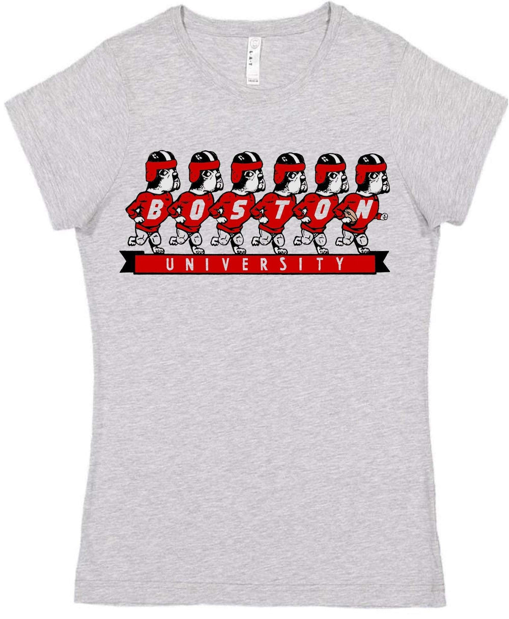 Boston Terriers vintage booster club tee in old skool grey with mascot design.