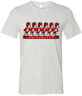 Boston Terriers vintage booster club tee in old skool grey, featuring cartoon Terriers and Boston University text.