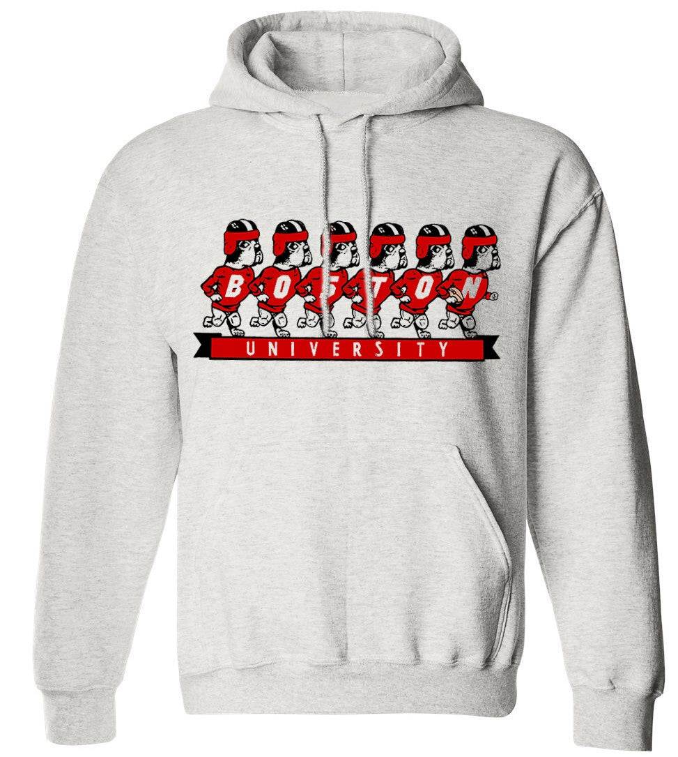 Boston Vintage Booster Club grey hoodie with university graphic, unisex sizes.
