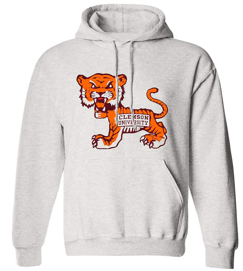 Clemson Vintage Booster Club sweatshirt in old skool grey with tiger design.