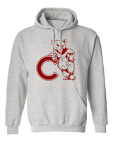 Cornell Vintage Booster Club sweatshirt in Old Skool Grey with bear design, unisex sizes, free shipping.