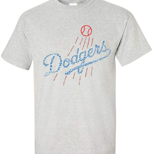 Dodgers Legends Logo Tee in Old Skool Grey with graphic design.