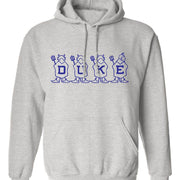 Duke Vintage Booster Club old skool grey sweatshirt with Blue Devils logo.