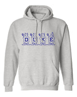 Duke Vintage Booster Club old skool grey sweatshirt with Blue Devils logo.