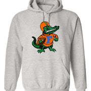 Florida Gators vintage football booster club sweatshirt in old skool grey with alligator mascot design.