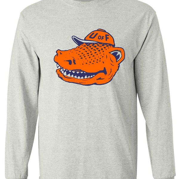 Florida Gators Vintage Booster Club Mascot Tee in Old Skool Grey with Mr. Gator design on preshrunk ringspun cotton.