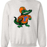 Florida Gators vintage football sweatshirt with retro alligator logo on Old Skool Grey fleece.