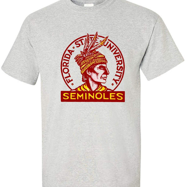 Florida State Vintage Booster Club Tee in Old Skool Grey with Seminoles logo.