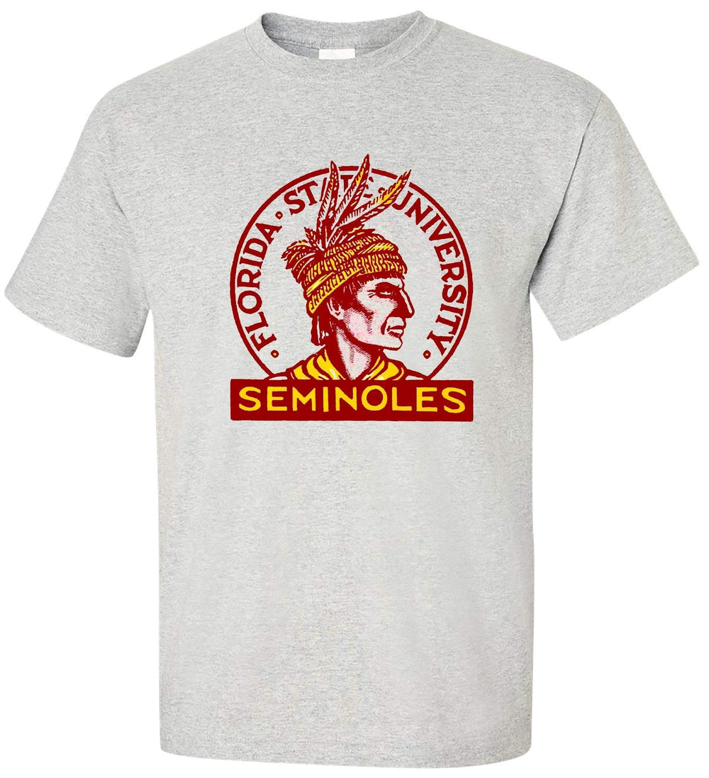 Florida State Vintage Booster Club Tee in Old Skool Grey with Seminoles logo.